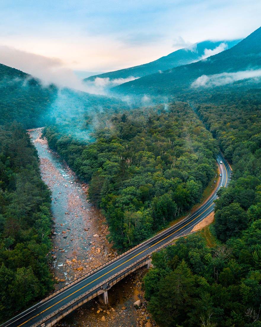 Aerial view of the Kancamangus highway