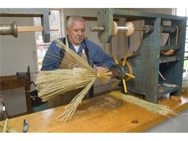 Shaker Broom being made.