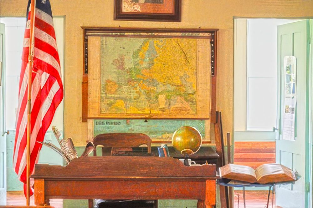 Original Teacher's desk at our District #5 One-Room Schoolhouse.
