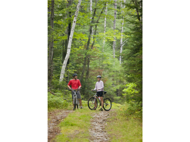 Mountain biking at Moose Brook State Park.