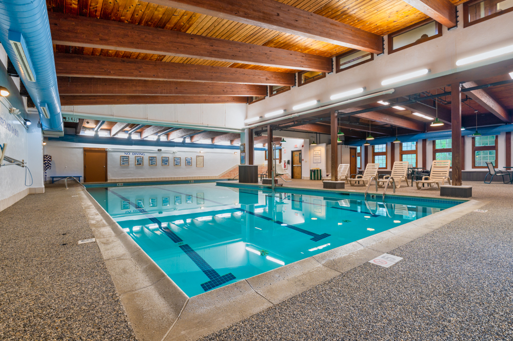 Heated indoor pool and hot tub