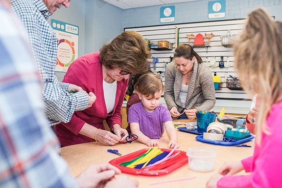 At the Children's Museum of New Hampshire kids can explore STEAM topics and challenges in the STEAM Innovation Lab. Photo courtesy of taraphotography.com