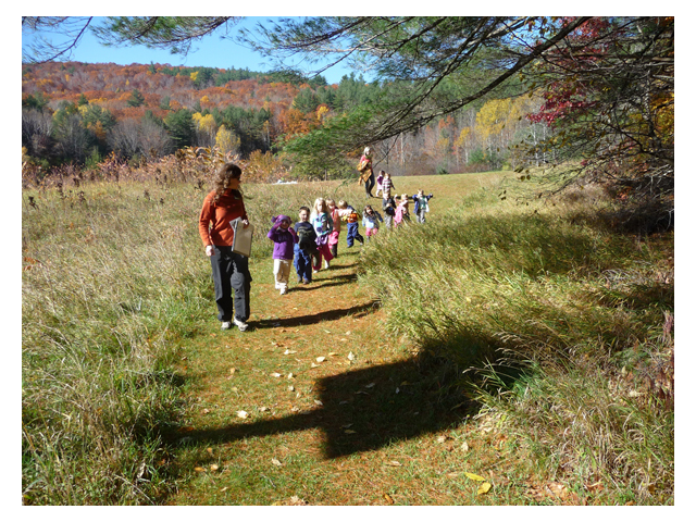 Blue Heron School students enjoy a hike.