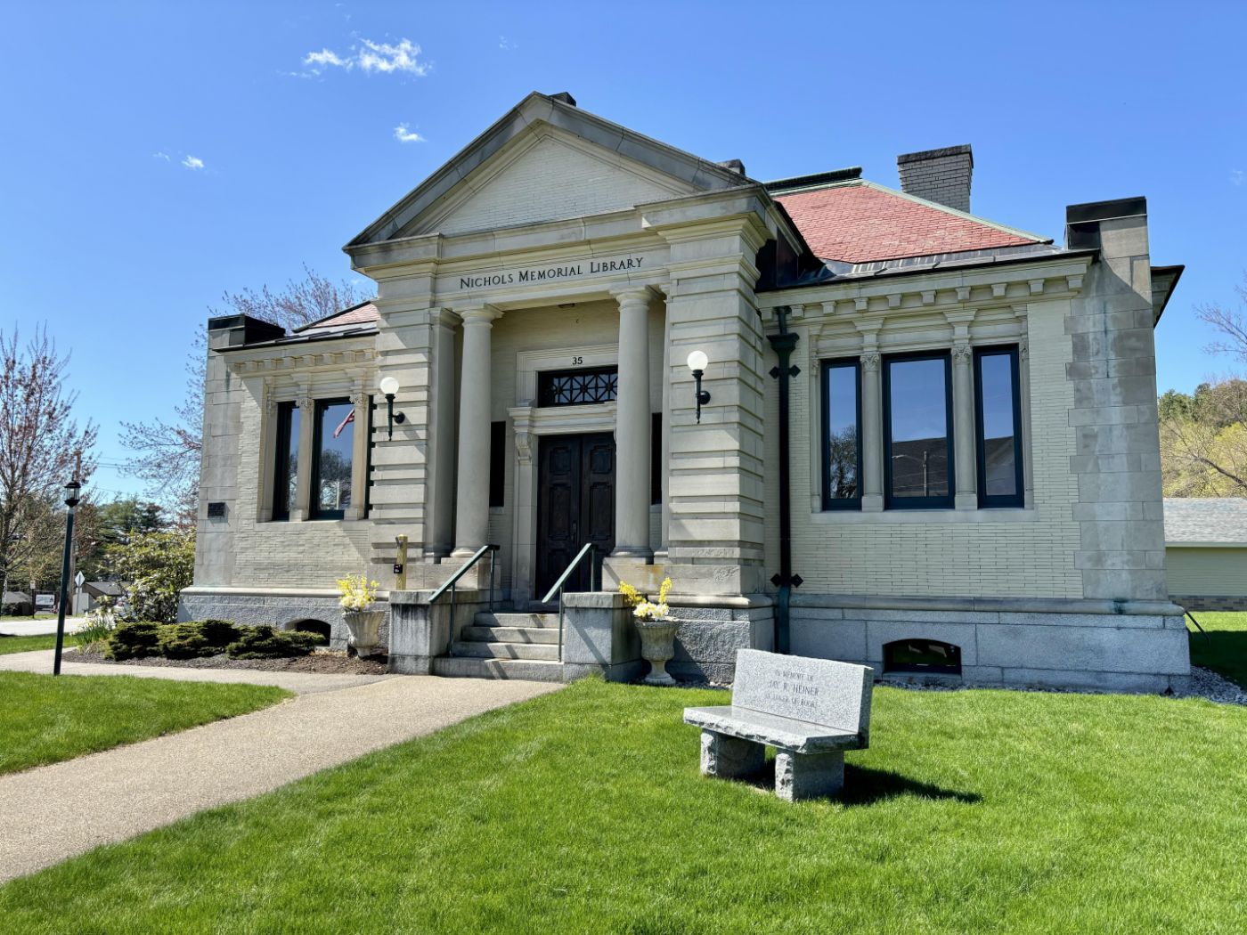 An exterior photo of our lovely circa 1910 public library. 