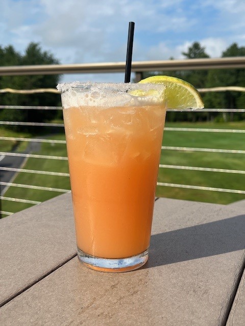 Our great cocktail menu changes seasonally and includes this lovely blood-orange-coconut margarita in the summer.