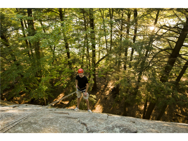 Rock climbing at Pawtuckaway State Park.