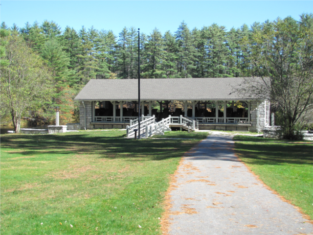 Small Pavilion on Catamount Pond. Bear Brook State Park.