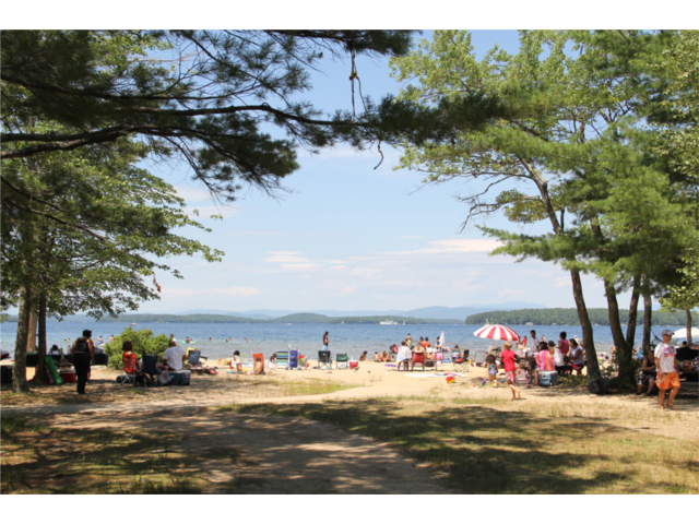 Ellacoya State Park beach area in Summer.