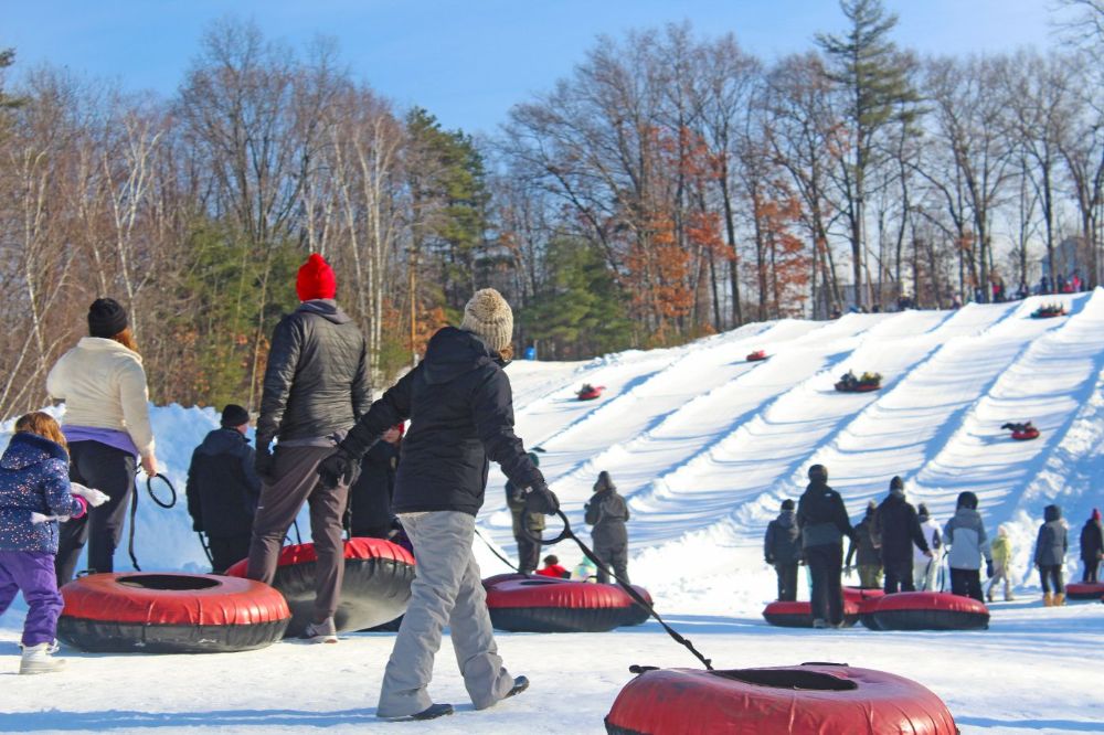 Snow tubing at the Bonneville Family Thrill Hill