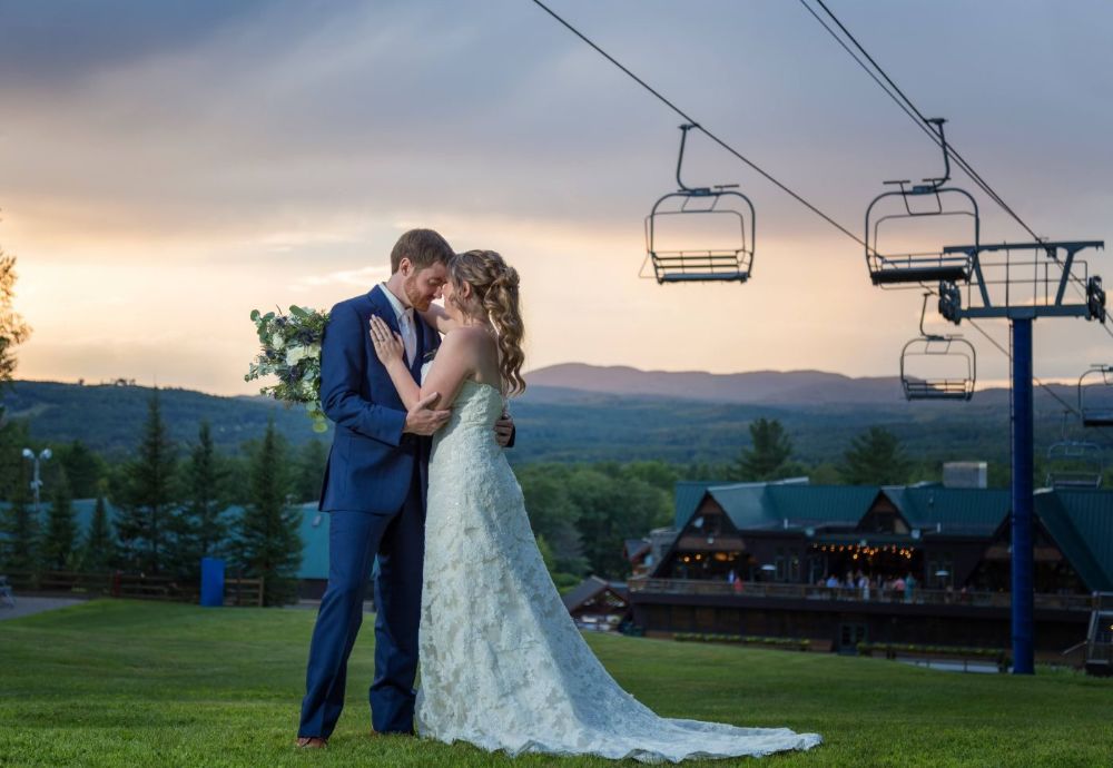 The mountains provide a beautiful backdrop to weddings at Pats Peak Banquet Center.