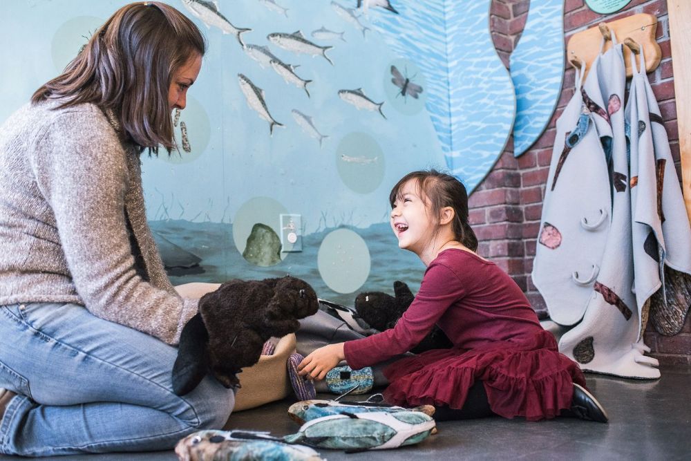 The Children's Museum of New Hampshire overlooks the Cochecho River in downtown Dover. The museum has a series of exhibits related to the river including a beaver's dam, a giant osprey nest, magnetic fishing rods, and even a gundalow boat with cargo. Photo courtesy of taraphotography.com