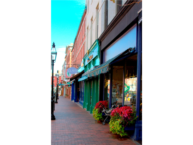 Shopping along Portsmouth's historic streets.