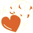 Illustrated heart and brain icon