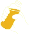 Illustrated hand holding a bottle