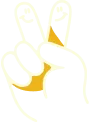 Illustrated hand giving peace sign